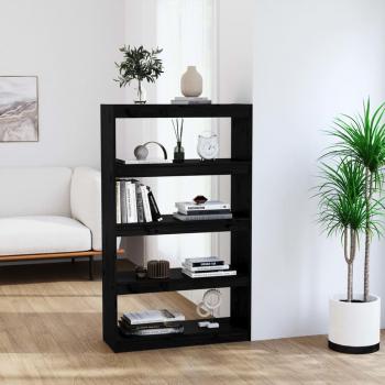 Librería/Partición Negro 80x30x135,5 cm Madera maciza de pino