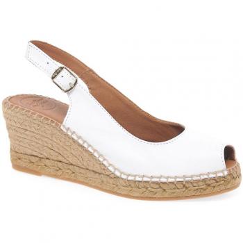 Toni Pons - Alpargatas de cuña de mujer de piel con hebilla, modelo Croacia, color blanco, talla 3 UK / 36 EU
