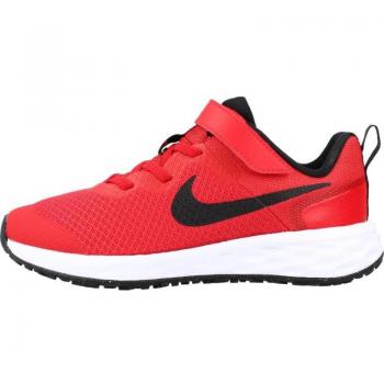 Zapatillas Running Niño NIKE REVOLUTION 6 LK DD1095, color rojo, modelo para niños, diseño ligero y transpirable, suela de goma para tracción, plantilla acolchada para comodidad