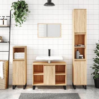 Mueble de baño Sonoma roble 80x33x60 cm madera multicapa