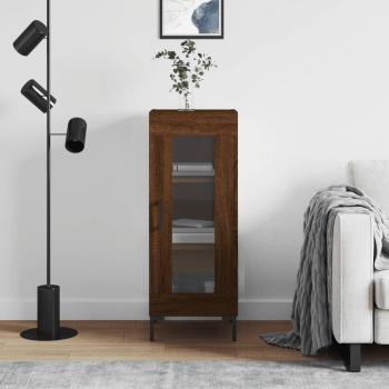 Aparador de Madera de Ingeniería 34,5x34x90 cm en color Marrón Roble - Mueble de Almacenaje para Salón con Puertas y Cajón, Buffet Moderno, Armario Auxiliar y de