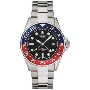Reloj Suizo Militar GMT 7052.1131SAM para Hombre - Analógico 42mm, 10ATM, Plata y Negro