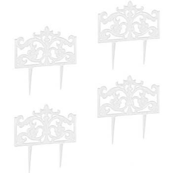 Pack de 4 Rejas Jardín Decorativas de Hierro Fundido, Color Blanco, Dimensiones 37 x 36 x 2 cm