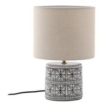 Lámpara de mesa Thalorin de Lucande, altura 36,5 cm, cerámica blanca y negra