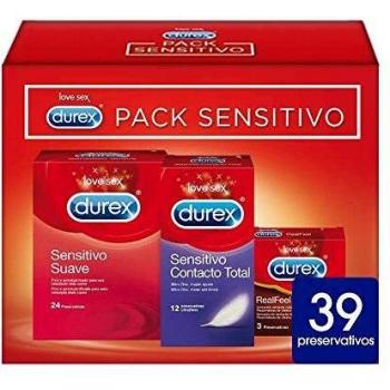 Durex Pack Preservativos Sensitivo Suave + Sensitivo Contacto Total + Real Feel Sin Latex - 39 condones