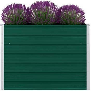 Jardinera elevada de acero galvanizado verde 100x100x77 cm