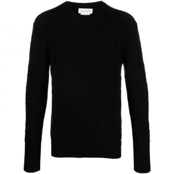 Alexander McQueen Men's Skull Knitted Cotton Jumper Sweater in Black | Size Large | 775862Q1A711000