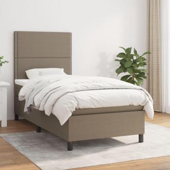 Bastidor de cama box spring con colchón de muelles Tortera 100x200 cm en tela gris taupe