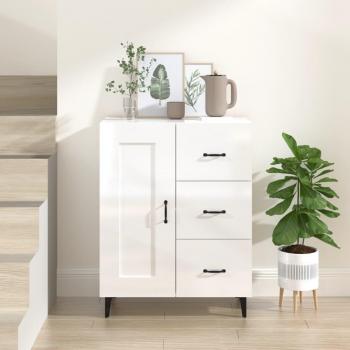 Aparador de madera multicapa blanco pulido 69,5x34x90 cm