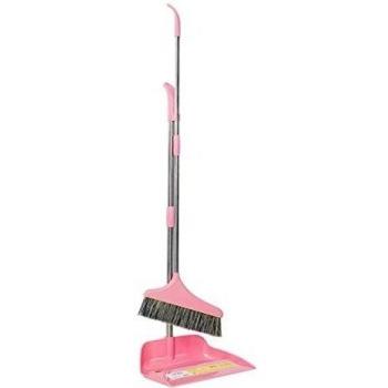 Plumero y recogedor Set, hansee® Home easy-use Vertical de reciclaje barrido de limpieza Set de recogedor y plumero, plástico, Rosa, 83*28.7*25CM