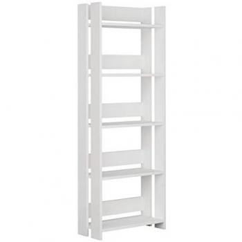 Librería Blanca de Madera MDP con 5 Estantes para Espacios Reducidos (155 x 57 x 25 cm)