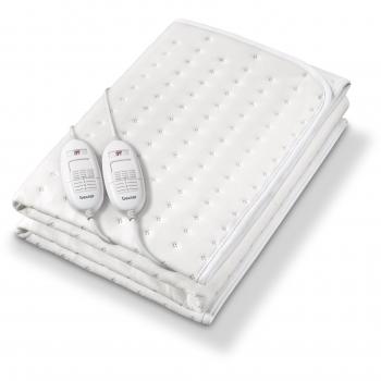 Calientacamas Beurer TS-26 XXL Blanco, 2 Zonas con 3 Niveles de Temperatura, 150x140cm, Transpirable y Lavable