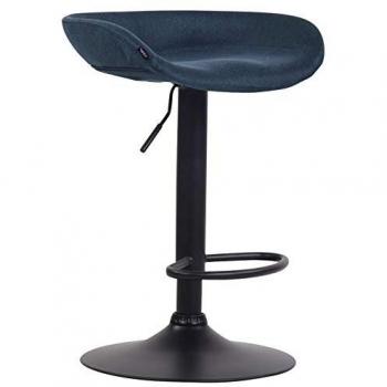 Taburete de Bar Anaheim Tapizado en Tela Azul y Negro con Base de Metal Regulable y Giratoria