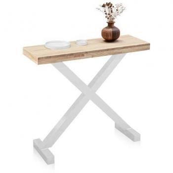 Recibidor Consola Xeon Madera de Roble Salvaje y Blanco 90 x 80 x 30 cm
