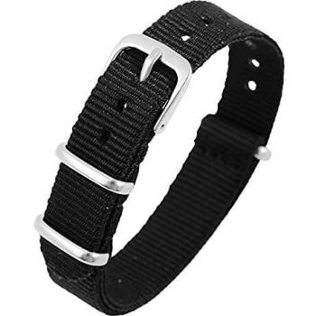 Bracelete de Nylon Negro para Reloj - 14 mm a 22 mm - Ajuste con Hebilla