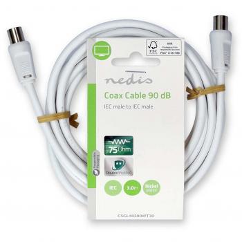 Cable Coaxial IEC Macho a IEC Macho 3m Doble Apantallado 90 dB 75 Ohm Niquelado