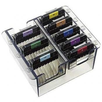 WAHL Set Peines Metal Codificados por Colores En Una Caja De Almacenamiento 3 Mm, 6 Mm, 10 Mm, 13 Mm, 16 Mm, 19 Mm, 22 Mm, 25 Mm 380 g