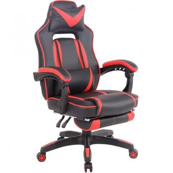 Silla de Oficina Gaming con Reposapiés Telescópico en Sintético Negro y Rojo BUR10626