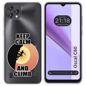 Funda Silicona Transparente para Blackview Oscal C60 con Diseño de Mujer en Escalada y Dibujos