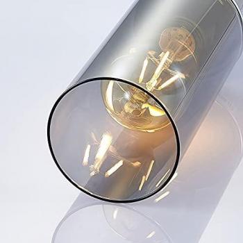 Lindby Lámpara colgante Eleen moderna en gris con tulipa de vidrio ahumado, para salón y comedor, 1 lámpara E27