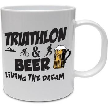 Triatlón y cerveza Viviendo el sueño - nadan/bici/Run/Sport/diversión/Idea de regalo taza de cerámica
