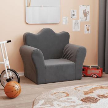 Sofá para niños antracita en suave felpa Vidaxl