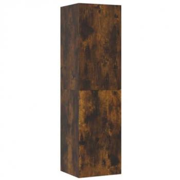 Mueble TV Multimedia Estante para Televisión Buffet Suspendido en Roble Ahumado 30,5 x 30 x 110 cm