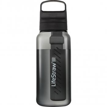 LifeStraw Go 1L Travel Water Filter Bottle, Nordic Noir, BPA-Free Plastic, 2-stage filter
