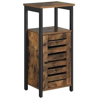 VASAGLE Armario Auxliliar de Almacenamiento Industrial, Armario de Pie, con 3 Estantes, Mesa Lateral, Salón, Dormitorio, Vestíbulo, Cocina, Marrón Rústico LSC34BX