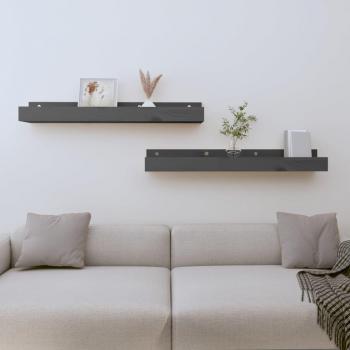 Estantes de pared 2 uds madera maciza de pino 80x12x9 cm Natural, Blanco, Gris Mueble Almacenaje Estantería para Oficina, Estudio, Dormitorio Estantería/Librería/ mueble