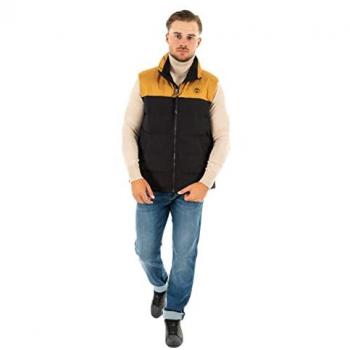 Timberland Welch Mountain Durable Water-Repellent Puffer Vest for Men in Black/Yellow, Size L