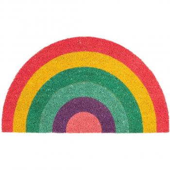 Felpudo Exterior de Coco Arco Iris Multicolor con Base Antideslizante de PVC, 70 cm x 40 cm