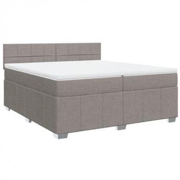 Cama Box Spring con Colchón de Tela Gris Taupe 200x200 cm
