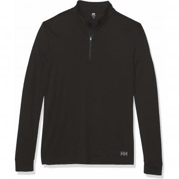 Helly Hansen HH Merino Mid 1/2 Zip Camiseta Térmica, Hombre, 991 Black, M