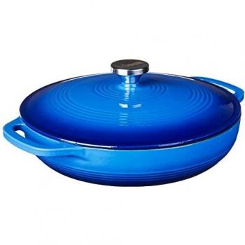 Lodge 3 Quart Caribe azul cubierto Cazuela Plato EC3CC33