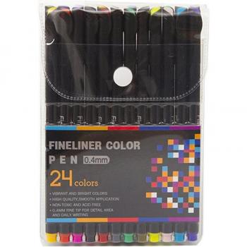 DAM Set 24 Rotuladores Color Fine - Pack de Rotuladores Profesionales con Punta Fina de 0,4 mm y Colores Vibrantes