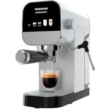 Cafetera Espresso Taurus Euforia Digital 20 Bar 1350W con Pantalla Táctil, Depósito de 900ml, Brazo Doble Salida, Vaporizador y Superficie Calienta Tazas en Acabados