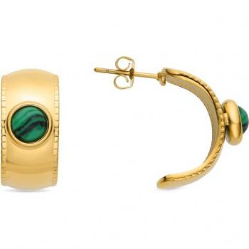 Pendientes de Malaquita acabados en oro amarillo de 18K - Luxenter Dadao