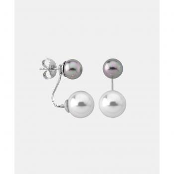 Pendientes Jour en plata y perlas blanca y gris de 8 y 10mm