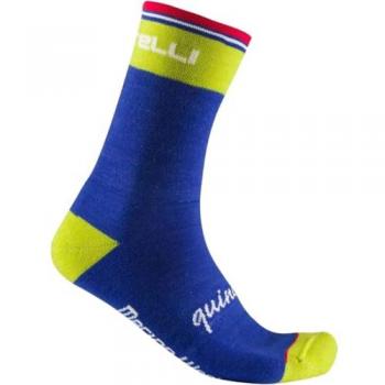 Calcetines Castelli Quindici Soft Merino Azul Verde Lima Rojo L-XL