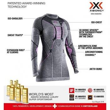 X-Bionic Camiseta Ml C/Redondo Apani 4.0 Merino Mujer Negro
