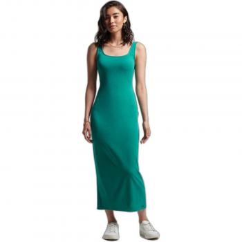 Vestido midi de punto verde sin mangas con escote cuadrado para mujer Superdry