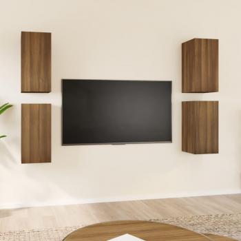 Mueble de TV vidaXL 4 uds aglomerado marrón roble 30,5x30x60 cm