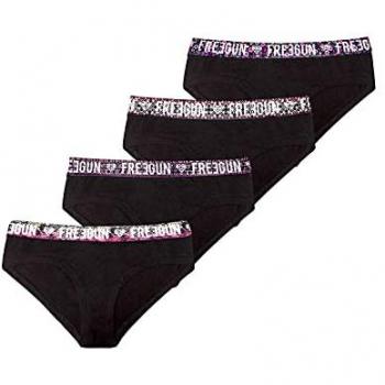 Freegun Girls' Plain Cotton Boxer Shorts Set (Pack of 4)