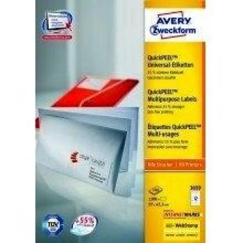 Avery 3659 etiqueta autoadhesiva Rectángulo Permanente Blanco