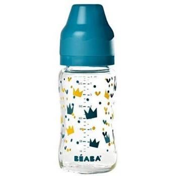 Béaba 911655 - Biberón de vidrio 240 ml, azul