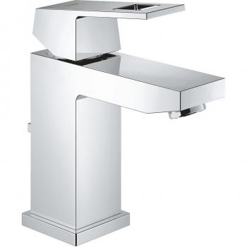 Grohe Eurocube Single-lever Basin Mixer 1/2 S-Size with Ceramic Disc Cartridge, QuickFix Installation System, Flow Limiter and Metal Lever in Chrome 2312700E