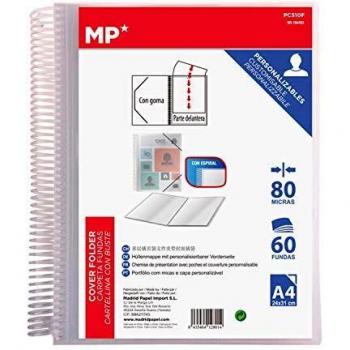 MP - Carpeta Clasificadora con Anillas, 60 Fundas A4 con Portada Personalizable
