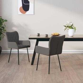 vidaXL Set of 2 Dark Grey Fabric Dining Chairs