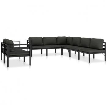 8-Piece Anthracite Aluminum Patio Lounge Set with Cushions